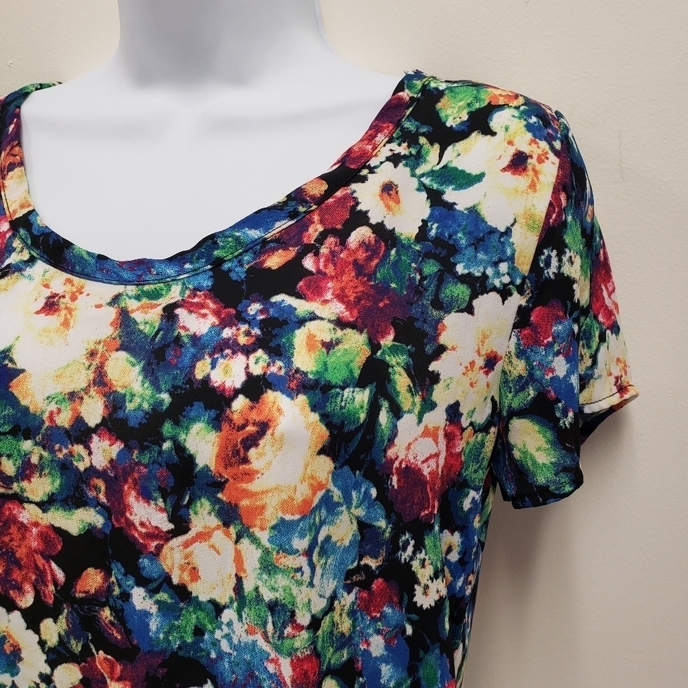 Soprano Womens Floral Top Short Sleeve Size XS - Picture 3 of 5
